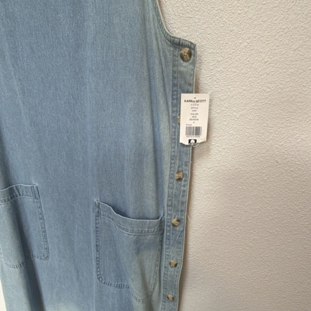 Karen Scott Light Blue Denim Faded‎ Tank Dress. Boho. Country. Y2K. 2002. - Picture 5 of 5